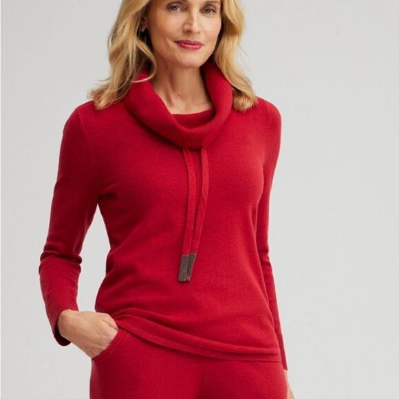 Chico’s Sz 3 Zenergy Luxe® Cashmere Blend Cowl Sweater - Picture 1 of 7